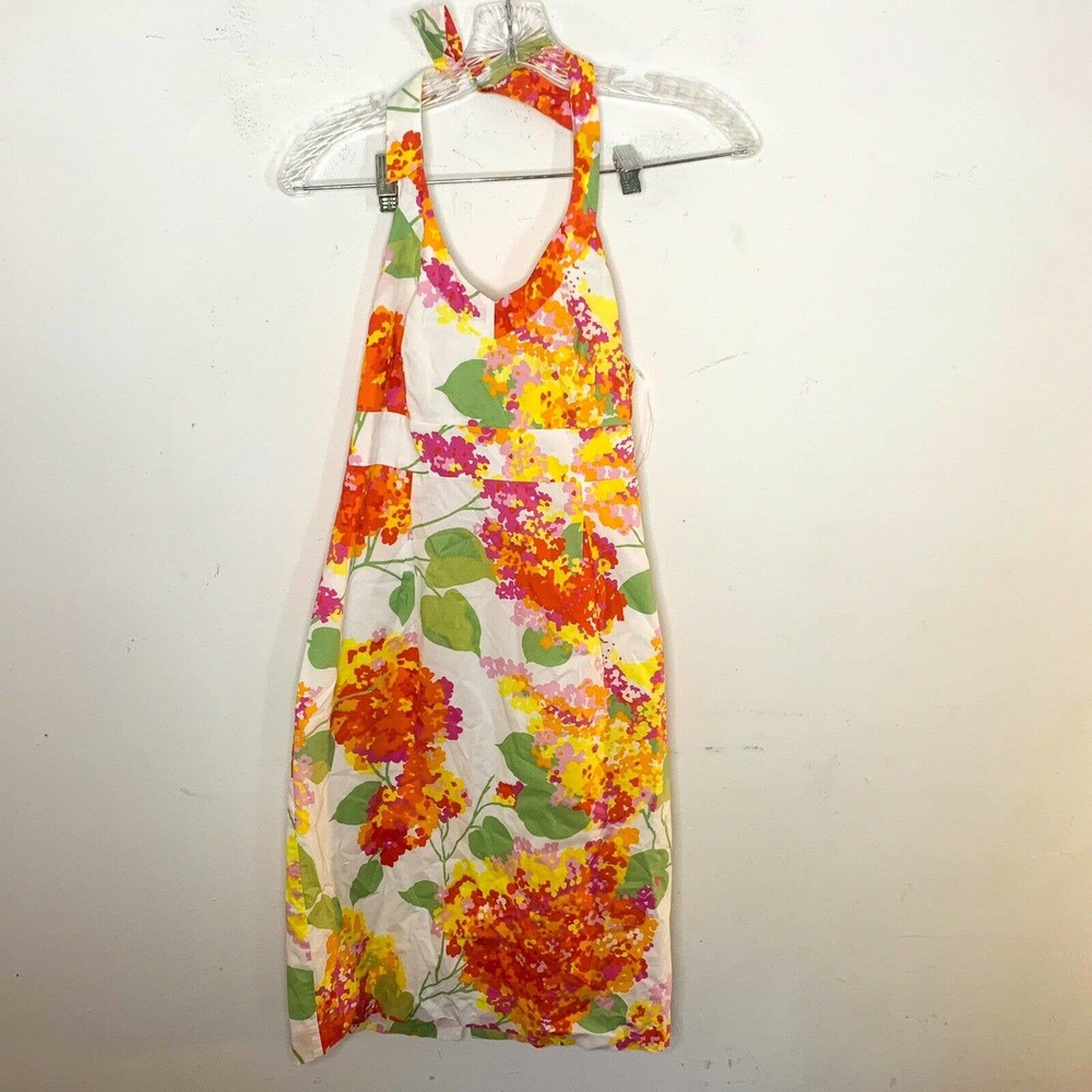 Boden Dress Floral Halter Cotton Mini Short Sleeveless Summer Women’s 4 Regular